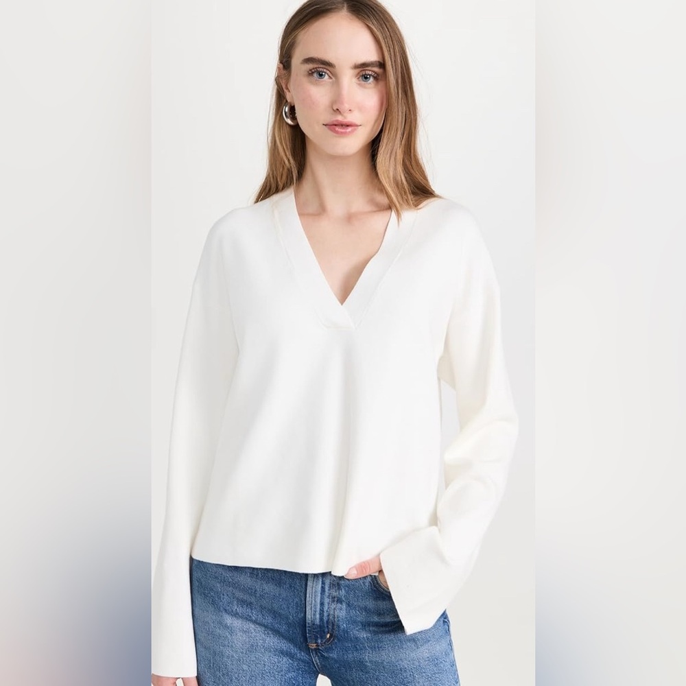 Good American V-Neck Bell Sleeve Sweater